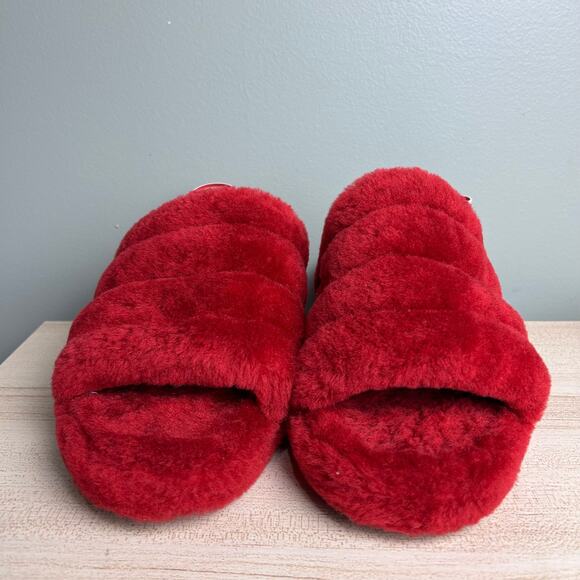 Ugg Fluff Yeah Slipper Slides Red size 9 Women's Shoes Sheepskin Slingback - Picture 10 of 10